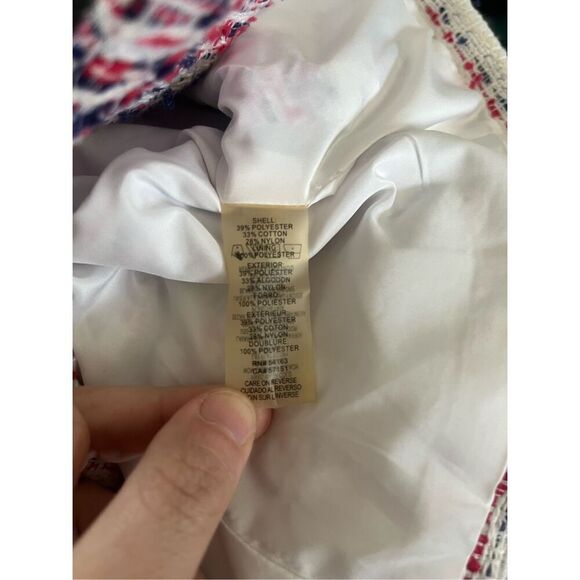 Karl Lagerfeld Paris Red White Blue Tweed Front Pocket Button Jacket‎ Size 4 - Picture 5 of 5
